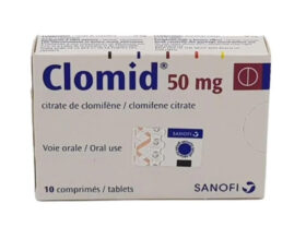 apresentação de caixa do medicamento Clomid com 50mg por comprimido