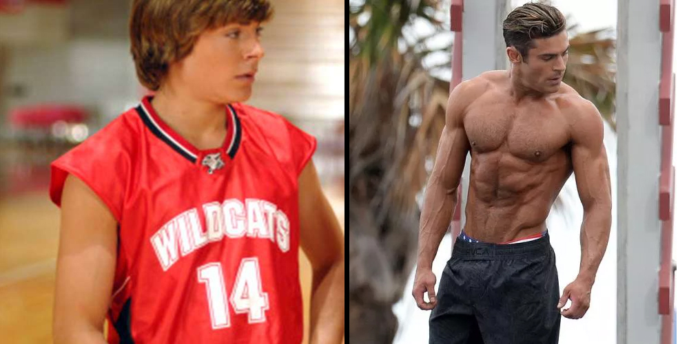 antes e depois de Zac Efron