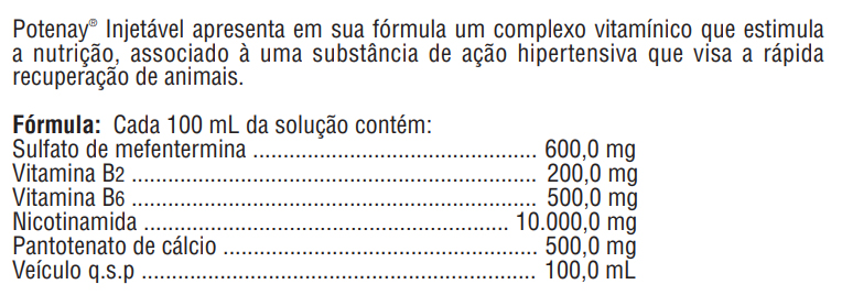 ficha nutricional do potenay extraída da bula