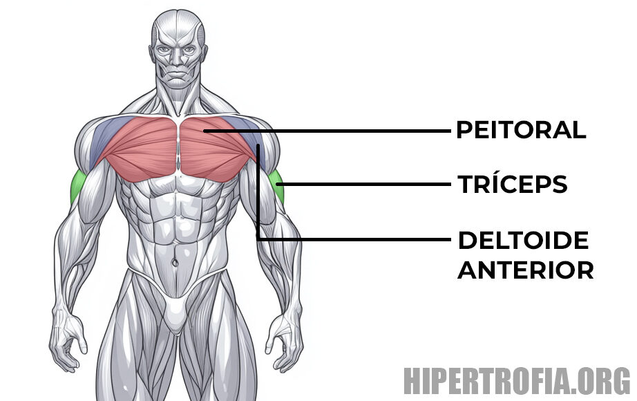 ilustração mostrando os principais músculos usados durante o exercício