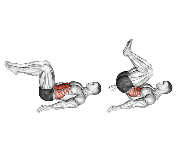 ilustração mostrando a posição inicial e topo do abdominal infra chão