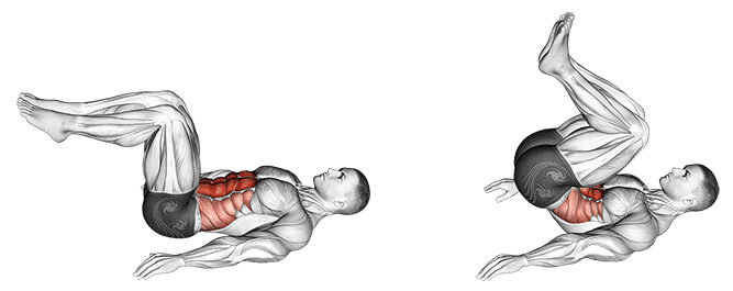 ilustração mostrando a posição inicial e topo do abdominal infra chão